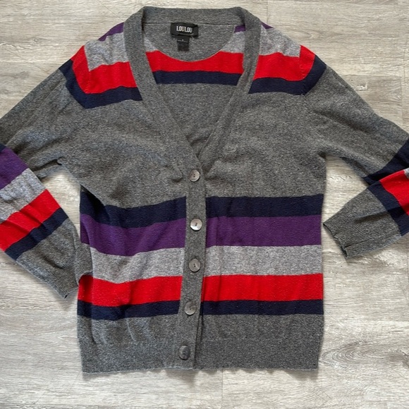 LOULOU Women's Colorblock Cardigan Sz L - Picture 1 of 8